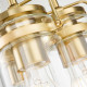 Lampada a sospensione in acciaio con 3 diffusori in vetro dal design industrial