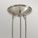 Lampada a sospensione in acciaio con 3 diffusori in vetro dal design industrial