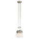 Lampada a sospensione in acciaio con 3 diffusori in vetro dal design industrial