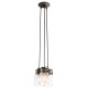 Lampada a sospensione in acciaio con 3 diffusori in vetro dal design industrial