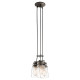 Lampada a sospensione in acciaio con 3 diffusori in vetro dal design industrial