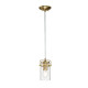 Lampada a sospensione in acciaio con un diffusore in vetro dal design industrial