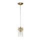 Lampada a sospensione in acciaio con un diffusore in vetro dal design industrial