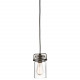 Lampada a sospensione in acciaio con un diffusore in vetro dal design industrial