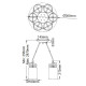 Lampada a sospensione in acciaio dal design industrial con 6 diffusori in vetro