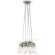 Lampada a sospensione in acciaio dal design industrial con 6 diffusori in vetro