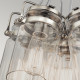 Lampada a sospensione in acciaio dal design industrial con 6 diffusori in vetro