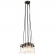 Lampada a sospensione in acciaio dal design industrial con 6 diffusori in vetro