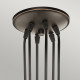 Lampada a sospensione in acciaio dal design industrial con 6 diffusori in vetro