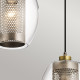 Lampada a sospensione lineare in acciaio 3 diffusori in vetro dal design moderno