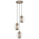 Lampada a sospensione rotonda in acciaio 3 diffusori in vetro dal design moderno