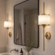 Lampada da parete grande in acciaio per bagno con diffusore in vetro a LED G9