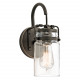 Lampada da parete in acciaio con diffusore in vetro dal design industrial