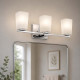 Lampada da parete in acciaio per bagno con diffusori in vetro a 3 luci a LED