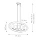 Lampadario a 5 luci in acciaio dal design classico e diffusori in vetro