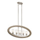 Lampadario a 5 luci in acciaio dal design classico e diffusori in vetro