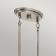 Lampadario a 5 luci in acciaio dal design classico e diffusori in vetro
