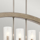 Lampadario a 5 luci in acciaio dal design classico e diffusori in vetro