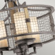 Lampadario con struttura in metallo design rustico e 3 diffusori in vetro