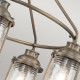 Lampadario da esterno a 5 luci con struttura in acciaio e con diffusori in vetro