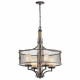 Lampadario design rustico con struttura in metallo e 4 diffusori in vetro