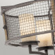 Lampadario design rustico con struttura in metallo e 4 diffusori in vetro