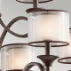 Lampadario grande in acciaio con 9 diffusori in tessuto dal design elegante