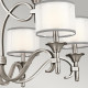Lampadario grande in acciaio con 9 diffusori in tessuto dal design elegante