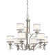 Lampadario grande in acciaio con 9 diffusori in tessuto dal design elegante