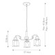 Lampadario in acciaio a 3 luci con diffusori in vetro dalle linee eleganti