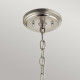 Lampadario in acciaio con 5 diffusori in vetro dal design minimal