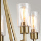 Lampadario in acciaio con 5 diffusori in vetro dal design minimal