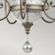 Lampadario in acciaio con 5 luci dal design classico senza paralumi