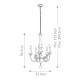 Lampadario in acciaio con 5 luci dal design classico senza paralumi