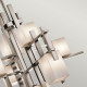 Lampadario in acciaio con 7 diffusori in vetro dal design moderno