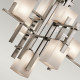 Lampadario in acciaio con 7 diffusori in vetro dal design moderno
