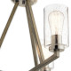 Lampadario in acciaio con triplo diffusore in vetro dal design minimal