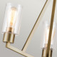 Lampadario in acciaio con triplo diffusore in vetro dal design minimal