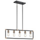 Lampadario lineare con 5 luci struttura in acciaio dal design industrial