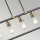 Lampadario lineare con 5 luci struttura in acciaio dal design industrial