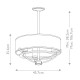 Lampadario medio a 3 luci con diffusore in vetro e organza dal design moderno