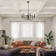 Lampadario medio in acciaio dal design moderno con 6 lampadine