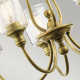 Lampadario moderno grande in acciaio con 5 diffusori in vetro