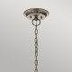 Lampadario moderno grande in acciaio con 5 diffusori in vetro