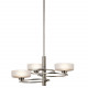 Lampadario moderno in alluminio con 3 diffusori in vetro con luce a LED