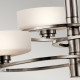 Lampadario moderno in alluminio con 3 diffusori in vetro con luce a LED