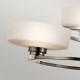 Lampadario moderno in alluminio con 3 diffusori in vetro con luce a LED