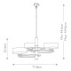 Lampadario moderno in alluminio con 3 diffusori in vetro con luce a LED