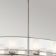Lampadario ovale a 8 luci con diffusore in vetro e organza dal design moderno