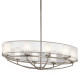 Lampadario ovale a 8 luci con diffusore in vetro e organza dal design moderno